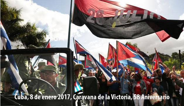 Un baño de pueblo recibe a Caravana de la Victoria en Cuba en el 58 Aniversario