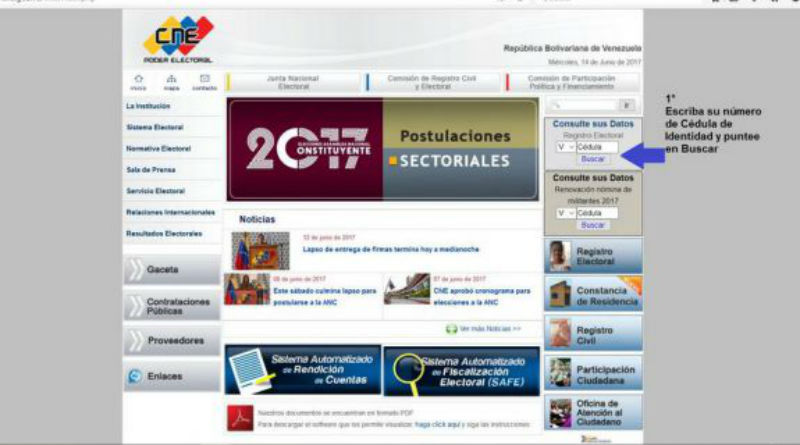 Publicado registro electoral sectorial y territorial para la Constituyente