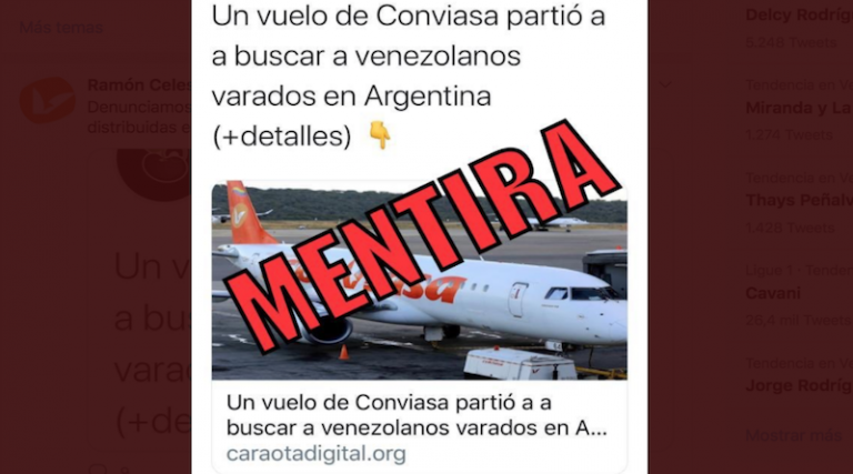 Conviasa denuncia fake news sobre vuelo para repatriar venezolanos desde Argentina
