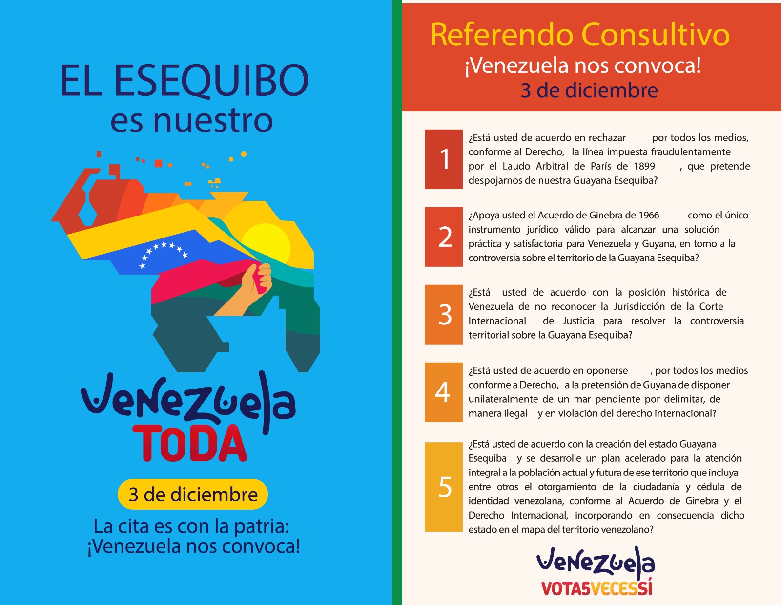 Venezuela convoca referéndum consultivo para la defensa de la Guayana Esequiba